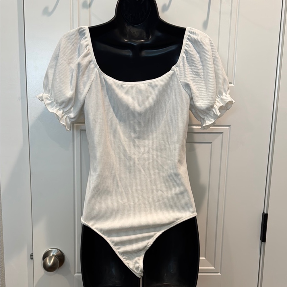 Altar'd State White Puff Sleeve Bodysuit - Picture 2 of 5
